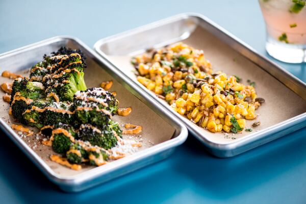 Street Taco Charred Street Broccoli and Esquites. Photo credit- Mia Yakel.