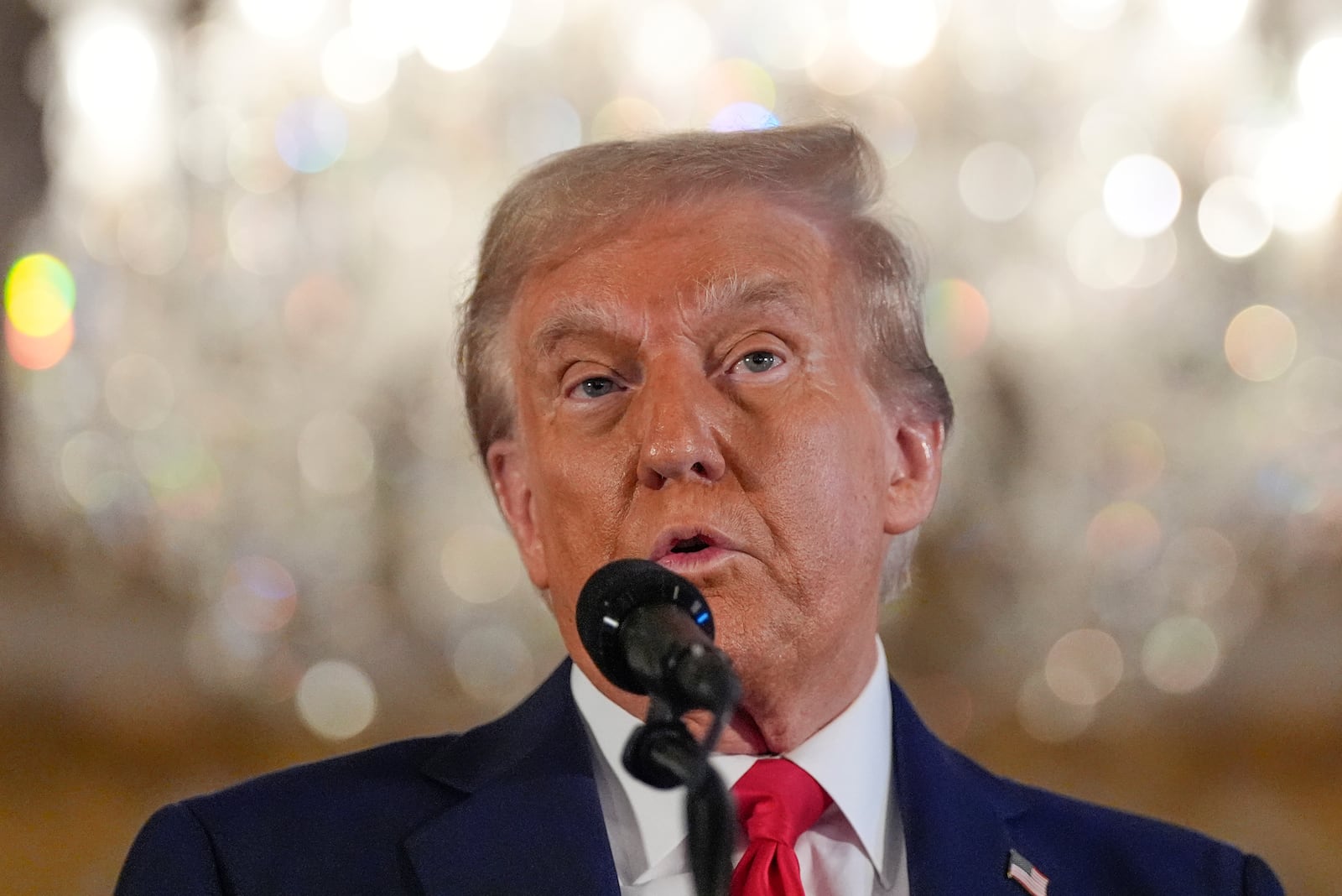 Republican presidential nominee former President Donald Trump speaks during a news conference at his Mar-a-Lago estate, Tuesday, Oct. 29, 2024, in Palm Beach, Fla. (AP Photo/Julia Demaree Nikhinson)