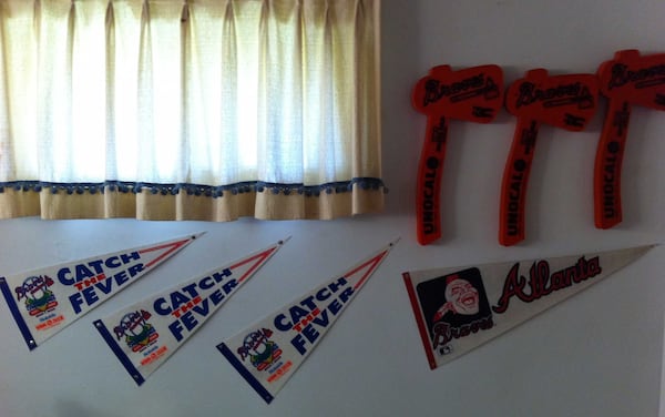 This is the childhood room of Shannon Fain, former Braves fan who has boycotted the team since it announced it was heading to Cobb. It's been mostly untouched since he moved out 22 years ago.