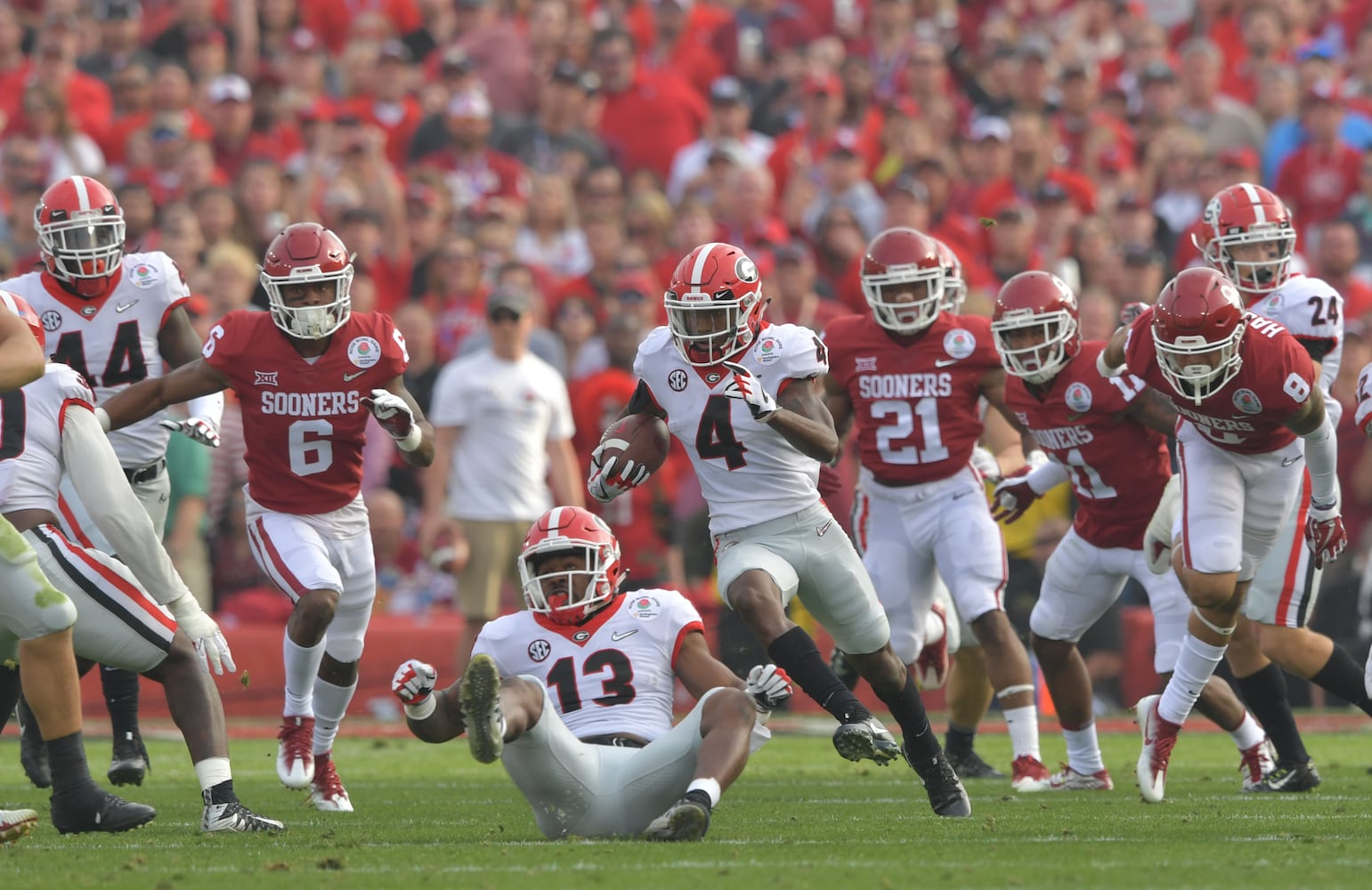 Photos: Bulldogs battle Sooners in Rose Bowl