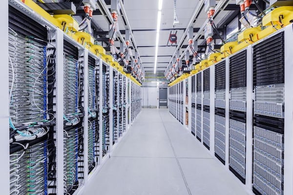 A look inside one of Microsoft’s Azure data centers. Courtesy of Microsoft