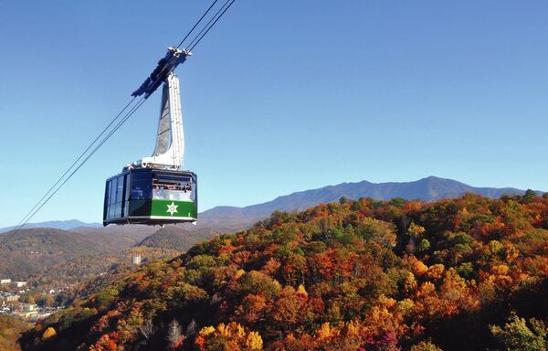 The Aerial Tramway carries visitors on a scenic ride between downtown Gatlinburg and the Ober Gatlinburg resort. Contributed by Tennessee Dept. of Tourist Development