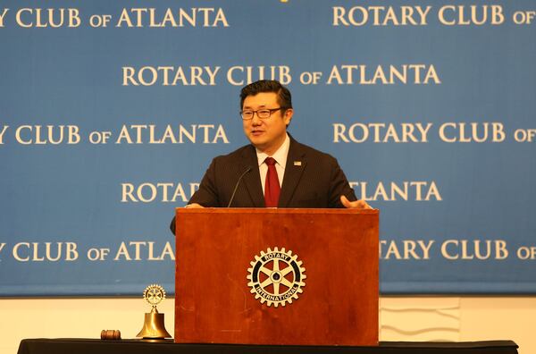 2/4/19 - Atlanta - U.S. Attorney Byung J. “BJay” Pak speaks to the Rotary Club of Atlanta on Monday, February 4. This is Pak’s first address to the civic group. EMILY HANEY / emily.haney@ajc.com