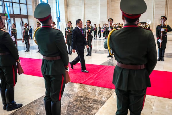 Indonesian Vice Defense Minister Donny Ermawan Taufanto arrives to attend the ASEAN Defense Ministers' Meeting in Vientiane, Laos, Wednesday, Nov. 20, 2024. (AP Photo/Anupam Nath)