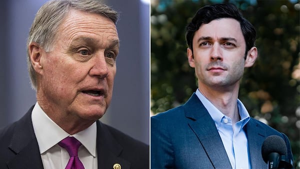 Former Republican U.S. Sen. David Perdue was defeated by Democrat Jon Ossoff in 2021. (File photos)