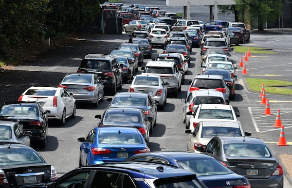 The line stretched through the South DeKalb mall parking lot during a recent food drive.