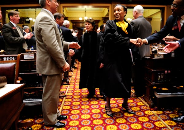 Then, Leah Ward Sears, chief justice of the Georgia Supreme Court, makes her grand entrance into the House Wednesday for her State of the Judiciary speech, saying the judiciary has had only four cost of living increases and no pay raise since 1999. "Our judges deserve a little justice too," she said.