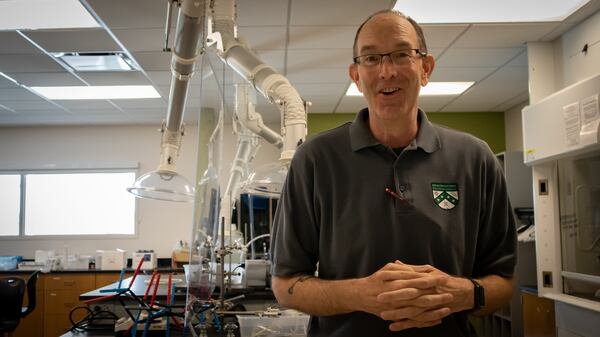 David Pursell in his organic chemistry lab at Georgia Gwinnett College in Lawrenceville, Ga. on Thursday, June 24. Pursell, who has been part of the chemistry faculty at GGC for 14 years, said he didn’t always want to be a professor. Growing up, he wanted to join the Army, following in the footsteps of his father. 