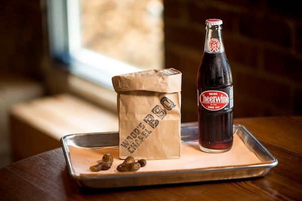 Wood's Chapel BBQ Hot Boiled Peanuts and Cheerwine. Photo credit- Mia Yakel.