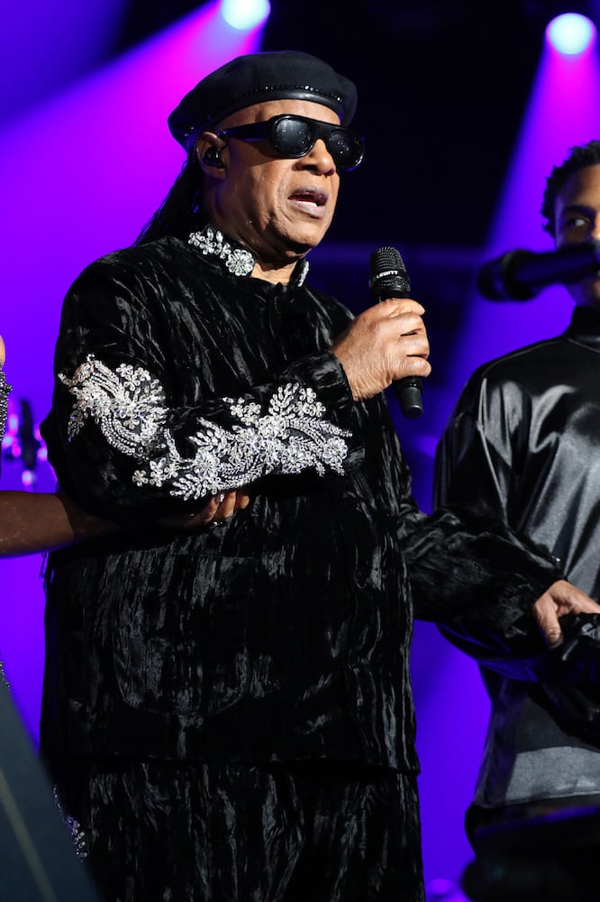 Stevie Wonder entertained a sold-out State Farm Arena crowd on Saturday, October 19, 2024. He was escorted on stage by his daughter Aisha Morris and son Kailand Morris on his "Sing Your Song! As We Fix Our Nation's Broken Heart" tour.
Robb Cohen for the Atlanta Journal-Constitution