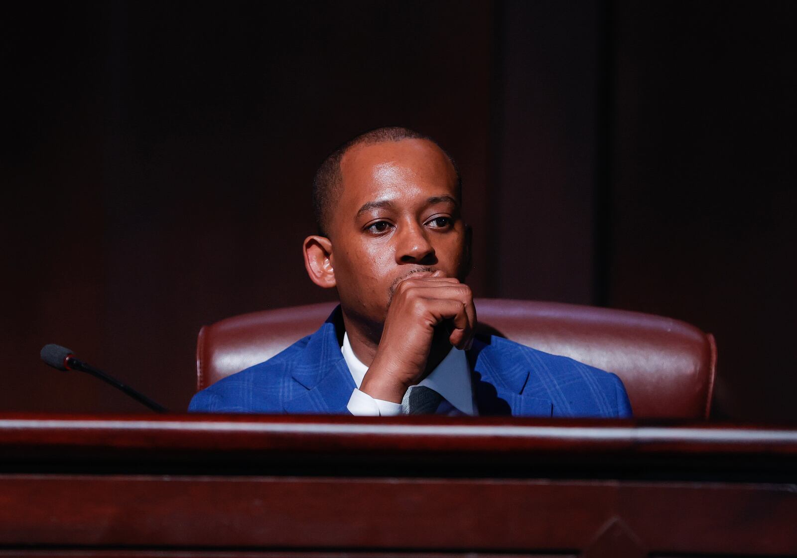 Council member Antonio Lewis shown during a city council meeting on Monday April 17, 2023. (Natrice Miller/natrice.miller@ajc.com)