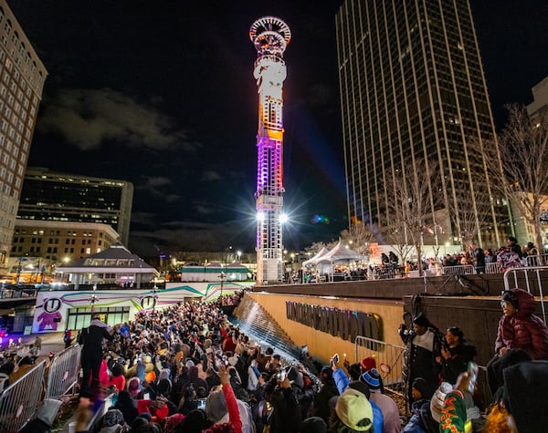 The Peach Drop returns to Underground Atlanta with a free concert including Big Boi as the headliner on Tuesday, Dec 31, 2024.  (Jenni Girtman for The Atlanta Journal-Constitution)