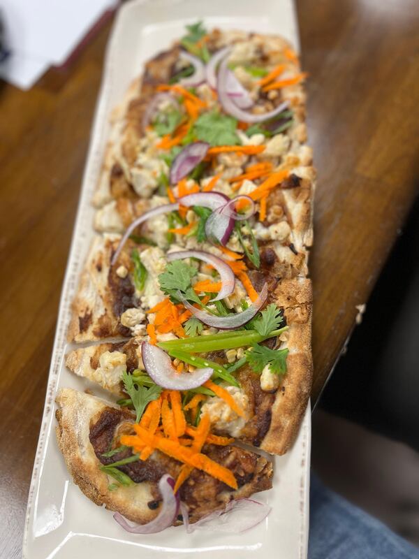 The Thai peanut chicken flatbread from Flat-Out Flatbreads. / Courtesy of Flat-Out Flatbreads