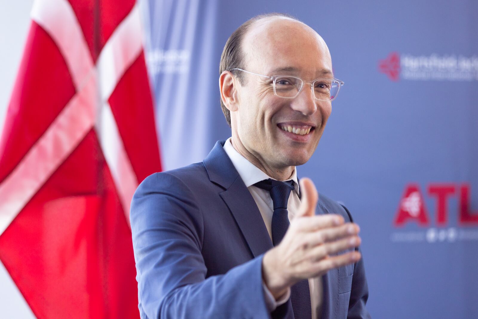 Scandinavian Airlines CEO Anko van der Werff speaks at an inaugural flight event at Hartsfield-Jackson airport in Atlanta on Monday, June 17, 2024. The airline will provide a new route of daily nonstop flights between Atlanta and Copenhagen. (Arvin Temkar / AJC)