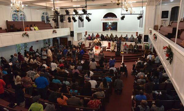 April 7, 2015 Atlanta - The church is filled with supporters during a rally to call for leniency for 11 convicted educators in the APS trial at First Iconium Baptist Church in Atlanta on Tuesday, April 7, 2015. Ten of the 11 educators face maximum sentences of 20 years each behind bars. HYOSUB SHIN / HSHIN@AJC.COM First Iconium Baptist Church in Atlanta was filled with supporters during a rally Tuesday seeking leniency for 11 convicted educators in the APS trial. Most of the 11 educators face maximum sentences of 20 years each behind bars. HYOSUB SHIN / HSHIN@AJC.COM