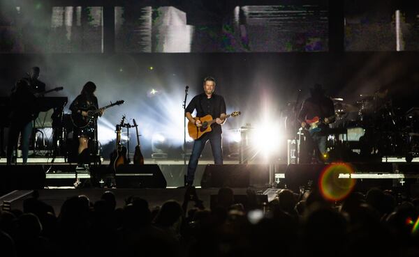 Blake Shelton showcased his wit and grit during his set at Mercedes-Benz Stadium fior ATLive on Nov. 15, 2019. Photo: Ryan Fleisher/Special to the AJC.