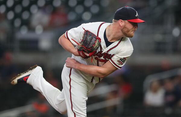 Braves closer Will Smith finishes off the Washington Nationals during the ninth inning of an 8-5 victory Tuesday, Sept 7, 2021, at Truist Park in Atlanta. (Curtis Compton / Curtis.Compton@ajc.com)