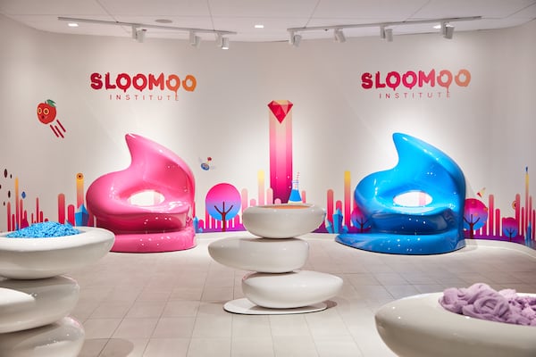 Pull, tug and toss slime at the Sloomoo Institute, a highly interactive, sensory and creative center filled with slime.
Courtesy of Sloomoo Institute