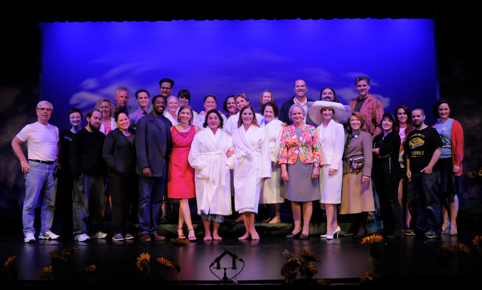 Heady times: The cast and crew of “Calendar Girls,” the musical that made its U.S. premiere at Georgia Ensemble Theatre in 2015.