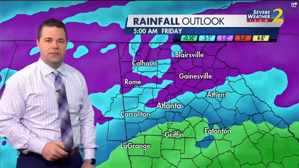 Channel 2 Action News meteorologist Brian Monahan said up to an inch of rain is possible by Friday.