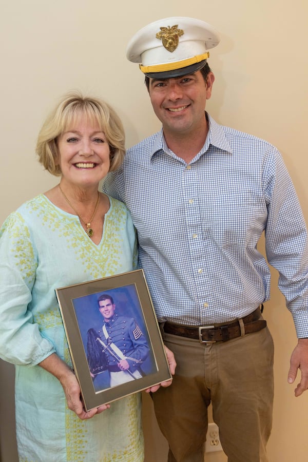 Portrait of Heidi Hetzer of Sandy Springs and Greg Ambrosia of Brookhaven when they met for the first time after she returned the hat he wore for graduation from West Point in 2005. PHIL SKINNER FOR THE ATLANTA JOURNAL-CONSTITUTION