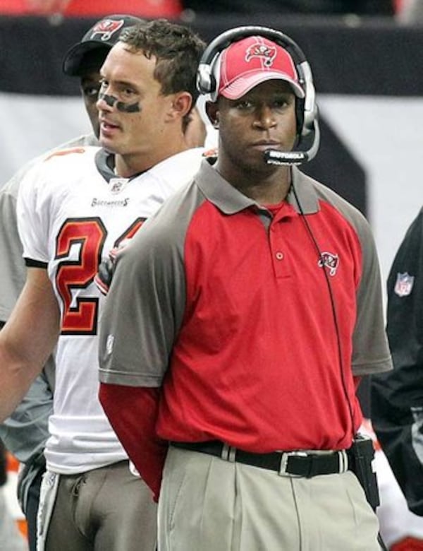 FILE PHOTO: Raheem Morris posted a 17-31 record in three seasons as head coach of the Tampa Bay Buccaneers.