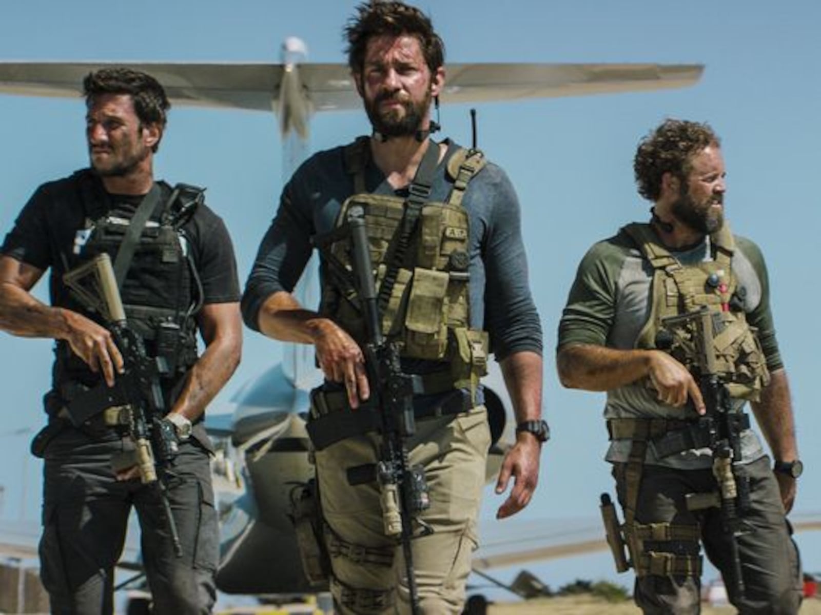 Pablo Schreiber (from left, as Kris "Tanto" Paronto), John Krasinski (Jack Silva), David Denman (Dave "Boon" Benton) and Dominic Fumusa (John "Tig" Tiegen) co-star in '13 Hours: The Secret Soldiers of Benghazi.' Photo: Paramount