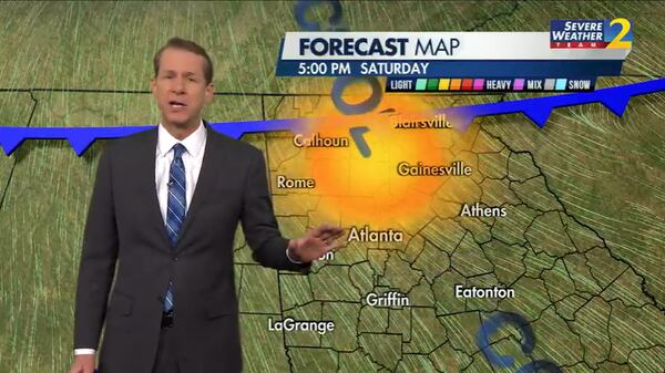 Channel 2 Action News meteorologist Brad Nitz talks about a cold front expected to sweep through North Georgia on Saturday, Feb. 19, 2022. 