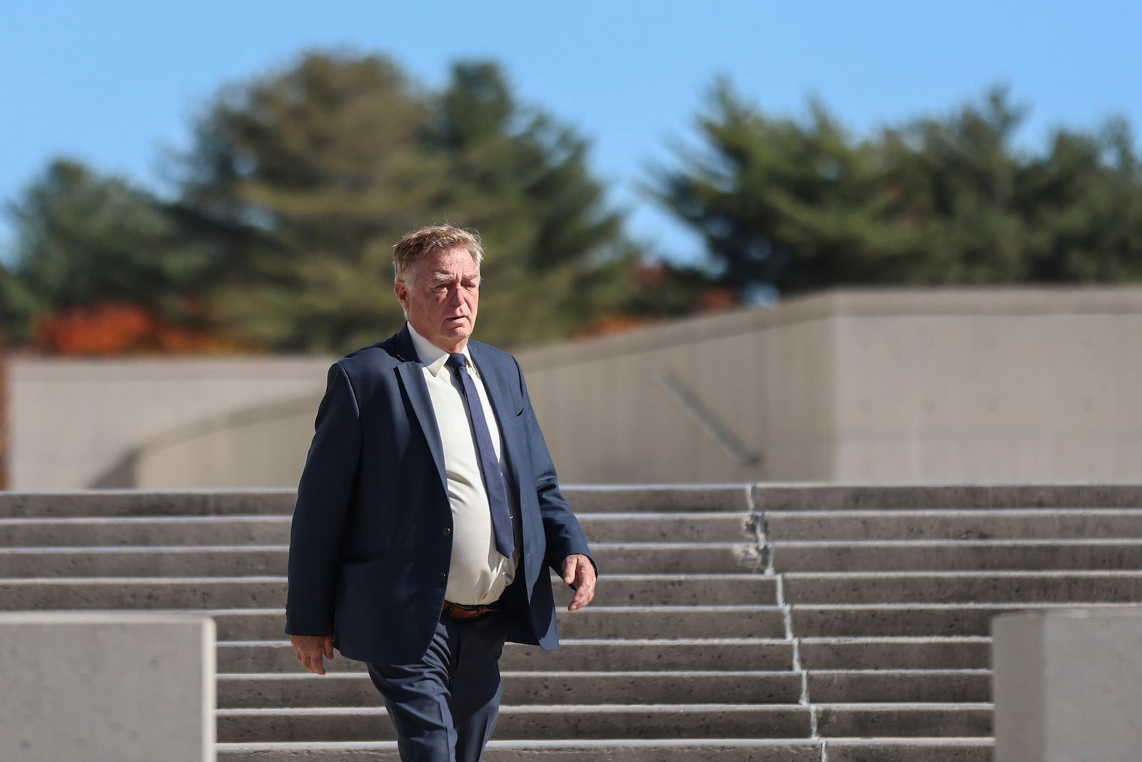 James Jacobson walks outside of the federal courthouse before his arraignment on sex trafficking and interstate prostitution charges connected to the former CEO of Abercrombie & Fitch, Friday, Oct. 25, 2024, in Central Islip, N.Y. (AP Photo/Heather Khalifa)