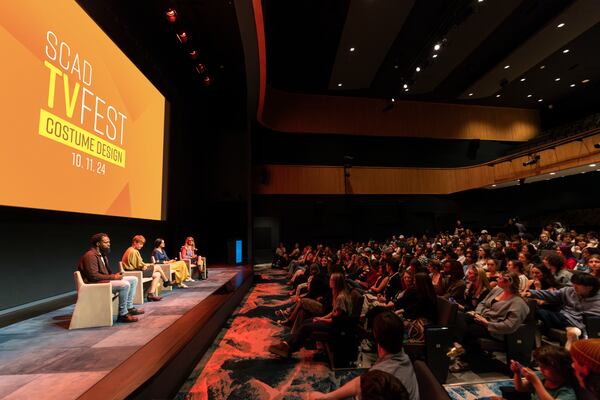 Amy Parris's costume design team for "Stranger Things" spoke at SCAD TV Fest. From left to right: Tavares Ingram, breakdown artist; Jaime Cockerham, head of tailor shop; Kristin Garaventa, assistant costume designer; and Amy Parris, costume designer. Photography courtesy of SCAD.