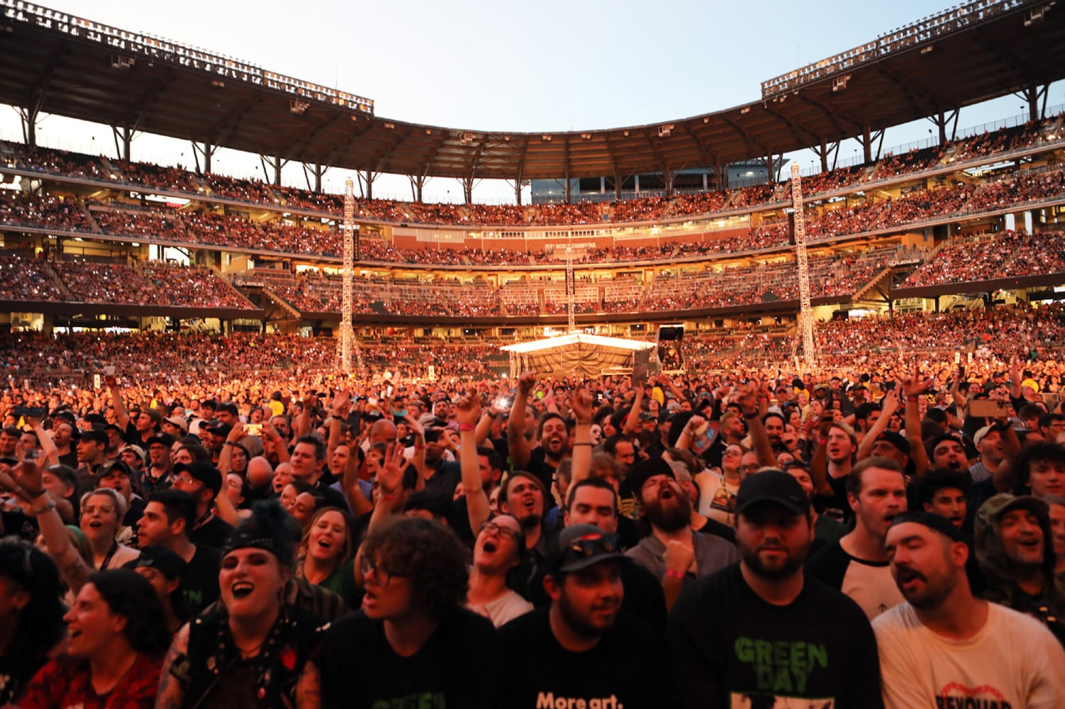 Green Day brought their Saviors Tour to Truist Park on Wednesday, August 28, 2024. Opening acts were Smashing Pumpkins, Rancid, The Linda Lindas and Paradox.. 
Robb Cohen for the Atlanta Journal-Constitution