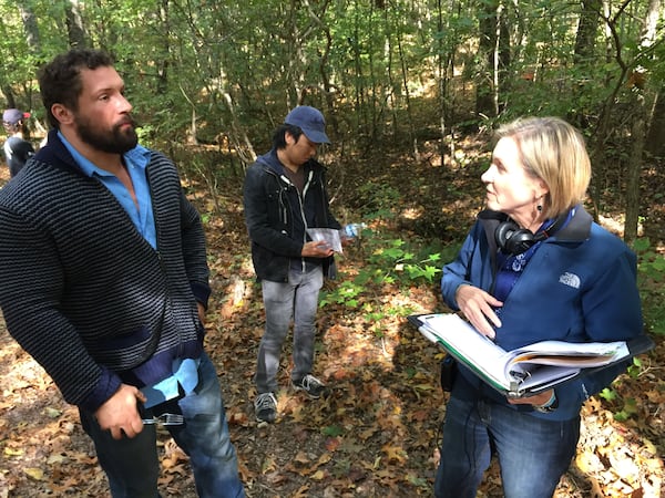  Director Georgia Tanner (right) for ID's 'Your Worst Nightmare" consults with cinematographer Daniel Friedberg. They work for Atlanta-based Crazy Legs Productions. Here she is at Panola Mountain State Park in Stockbridge in October shooting an episode of "Your Worst Nightmare." CREDIT: Rodney Ho/ rho@ajc.com