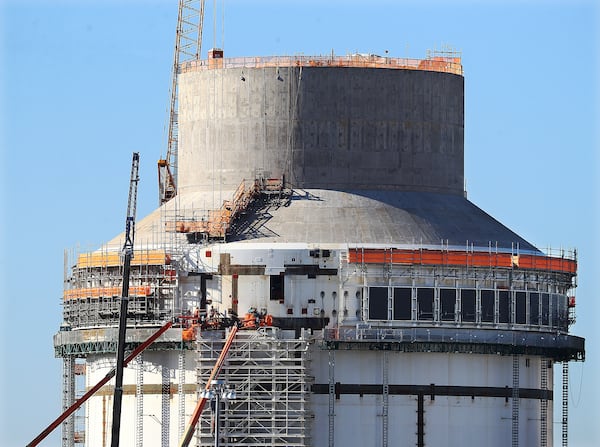 Waynesboro: Construction is seen on the exterior of the Unit 4 nuclear reactor at Georgia Power's Plant Vogtle on Tuesday, Dec 14, 2021, south of Augusta. Curtis Compton / Curtis.Compton@ajc.com