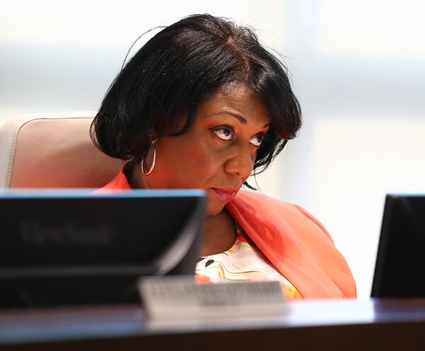 Councilwoman Nanette Saucier participates in the East Point City Council meeting on Monday, June 3, 2019, in East Point. Curtis Compton/ccompton@ajc.com