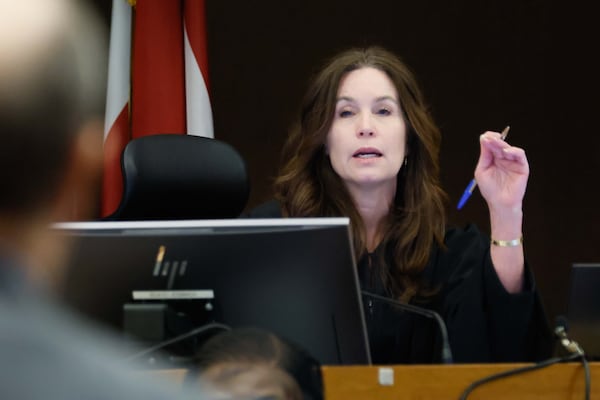 Fulton County Superior Court Judge Paige Reese Whitaker speaks with a prosecutor during the YSL trial at Fulton County Courthouse in Atlanta on Tuesday, November 26, 2024. Whitaker took over the trial in July after Judge Ural Glanville was removed from the case.
(Miguel Martinez / AJC)