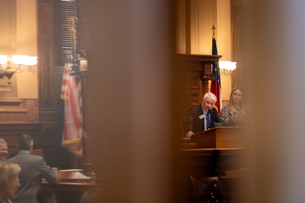 House Speaker Jon Burns, R-Newington, presides over the House of Representatives on Crossover Day at the Capitol in Atlanta on Thursday, March 6, 2025. (Arvin Temkar/AJC)