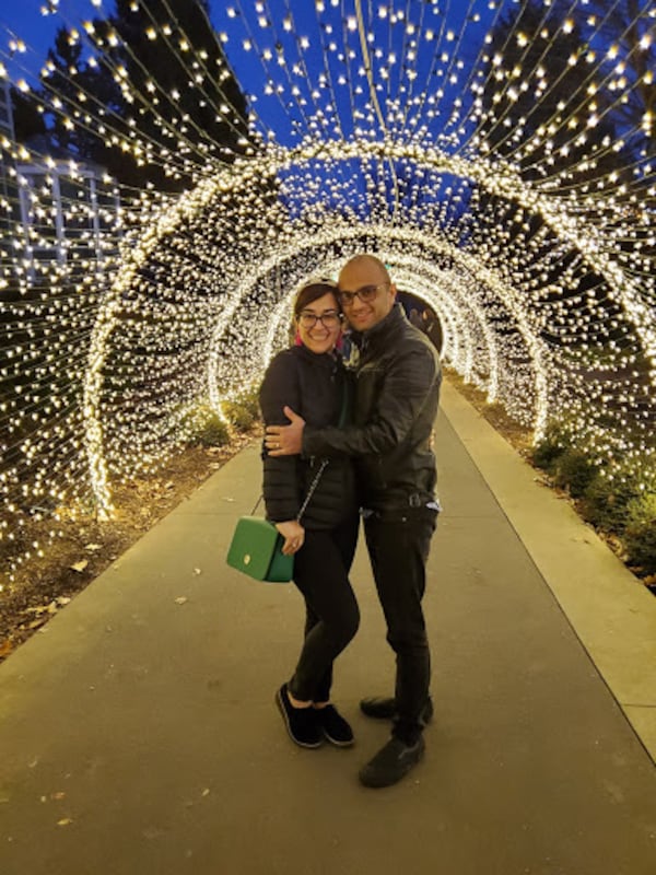 Elly-Elham Konjkav and her husband Abouzar Kaboudian in Atlanta Botanical Garden, 2019