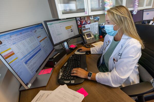 Lead Nurse Practitioner Lori Reed, of the Piedmont Pulmonary COVID Recovery Clinic in Atlanta, says that some patients dealing with preexisting conditions may be more aware of them after coronavirus infections. (Steve Schaefer / steve.schaefer@ajc.com)