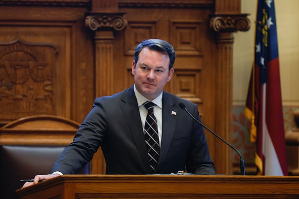 Georgia Lt. Gov. Burt Jones speaks during the Senate session at the Georgia State Capitol on Jan. 30, 2023. (Natrice Miller/The Atlanta Journal-Constitution/TNS)