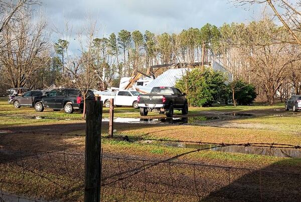 A structure was damaged along U.S. 84 in Lowndes County after a tornado passed through Sunday afternoon.