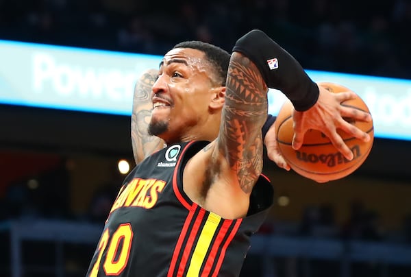 Hawks power forward John Collins has trade value. (Curtis Compton / Curtis.Compton@ajc.com)