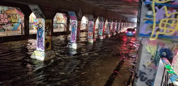 Thursday's weather didn't stop Richard Quartarone from biking to work. He stopped to take this picture of the Krog Street Tunnel during his commute.