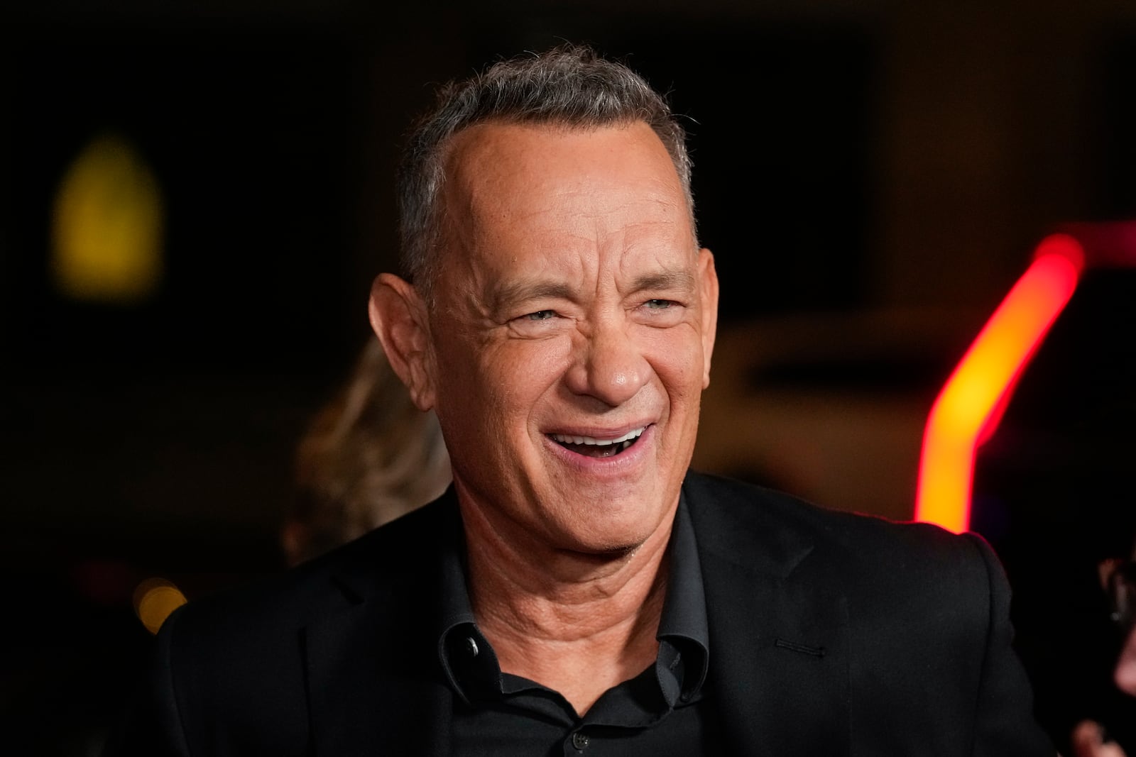 Tom Hanks arrives at the AFI Fest premiere of "Here" on Friday, Oct. 25, 2024, at TCL Chinese Theatre in Los Angeles. (AP Photo/Chris Pizzello)