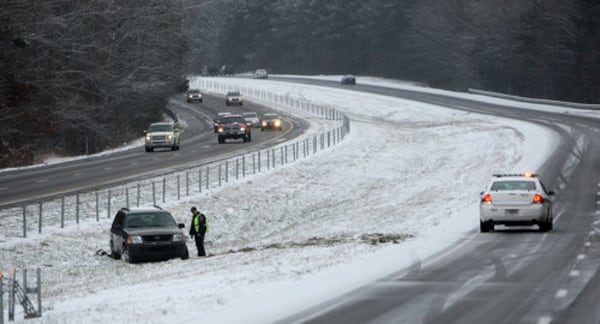 Patches of ice along I-85 near Hamilton Mill Road resulted in several automobile accidents on Sunday morning, Dec. 26, 2010. Traffic was halted for a while on both northbound lanes.