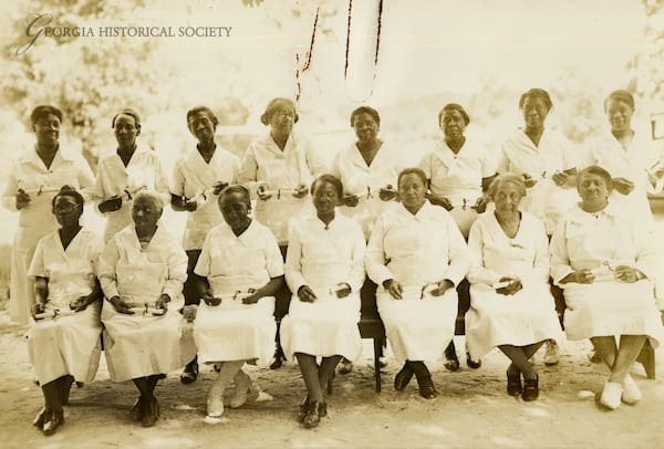 In June 1938, the Historical White Oak Baptist Church at Monteith, Ga., welcomed the newest graduating class of midwives. The midwives were licensed to practice for the year 1938-39. (Courtesy of the Georgia Historical Society, MS 55-VM01-02-568)