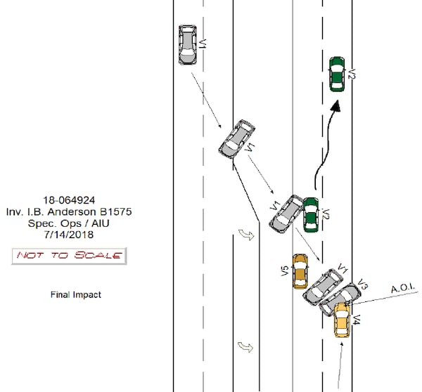 This is a sketch of how police said the accident happened. (Credit: Gwinnett County Police Department)