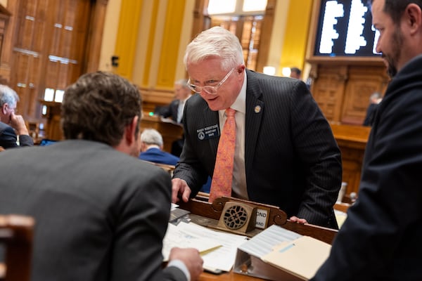 State Sen. Randy Robertson, R-Cataula, speaks to Senate colleagues at the Capitol in Atlanta on Friday. Arvin Temkar/AJC