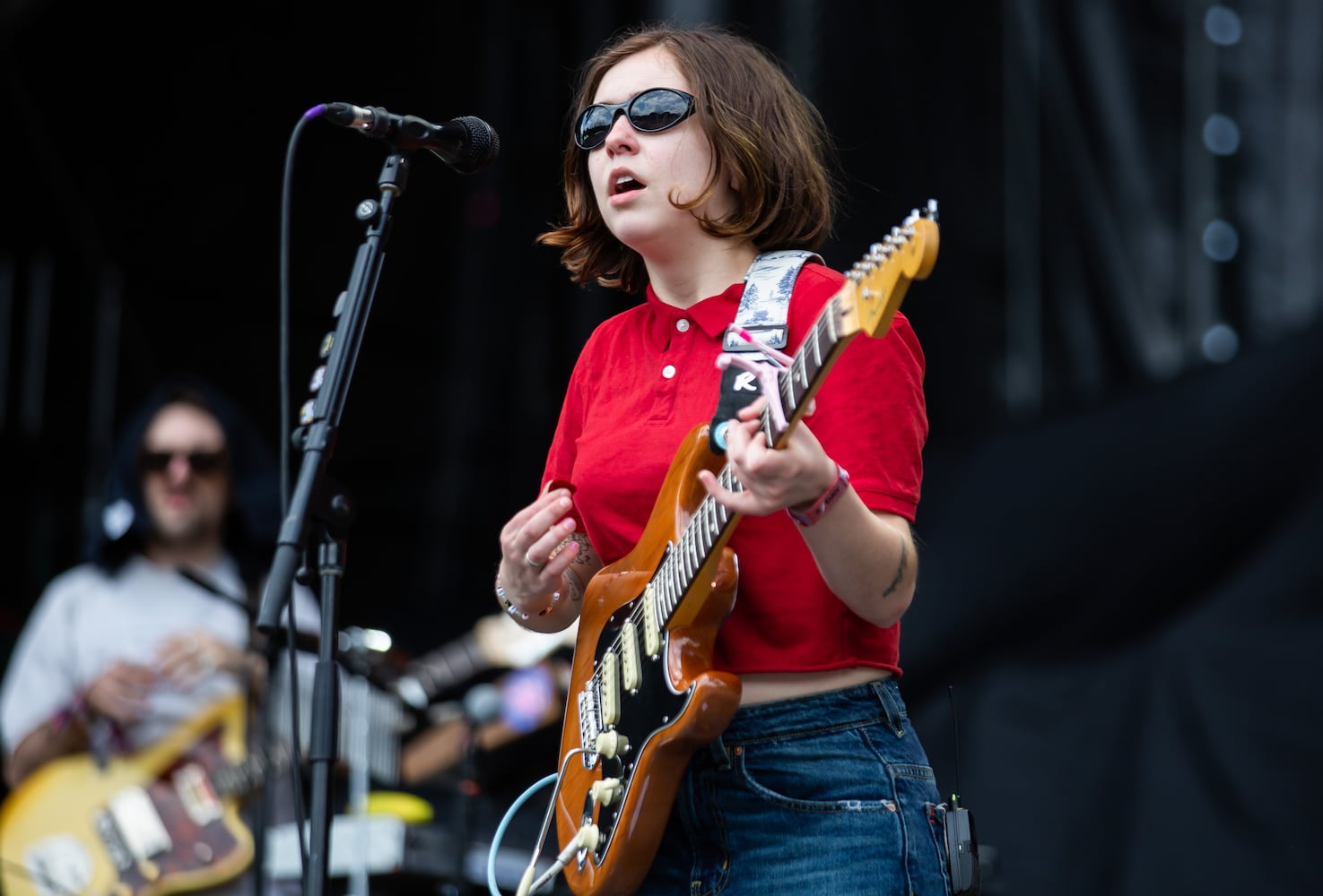 Snail Mail performs on the Peachtree stage on the final day of the Shaky Knees Music Festival at Atlanta's Central Park on Sunday, May 7, 2023. (RYAN FLEISHER FOR THE ATLANTA JOURNAL-CONSTITUTION)