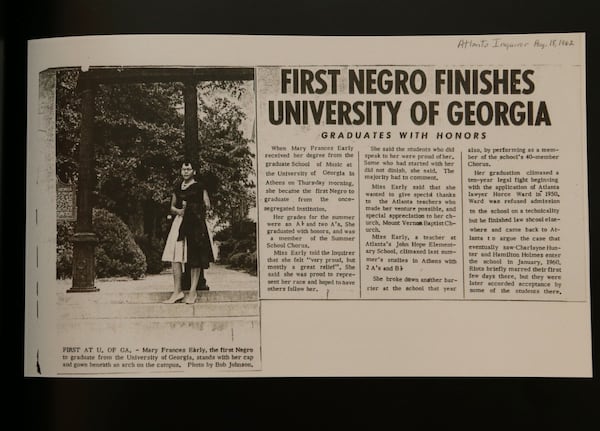 Copy of an article about Mary Frances Early graduating from UGA. PHIL SKINNER / AJC FILE