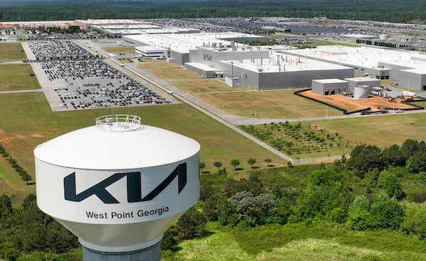 May 11, 2022 West Point - Aerial photo shows Kia Motors' U.S.  Assembly Plant in West Point on May 11, 2022. . (Hyosub Shin / Hyosub.Shin@ajc.com)